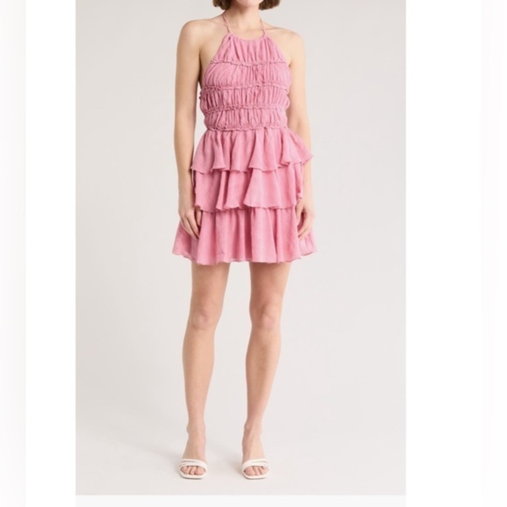 Lush Pink Tiered Mini Dress